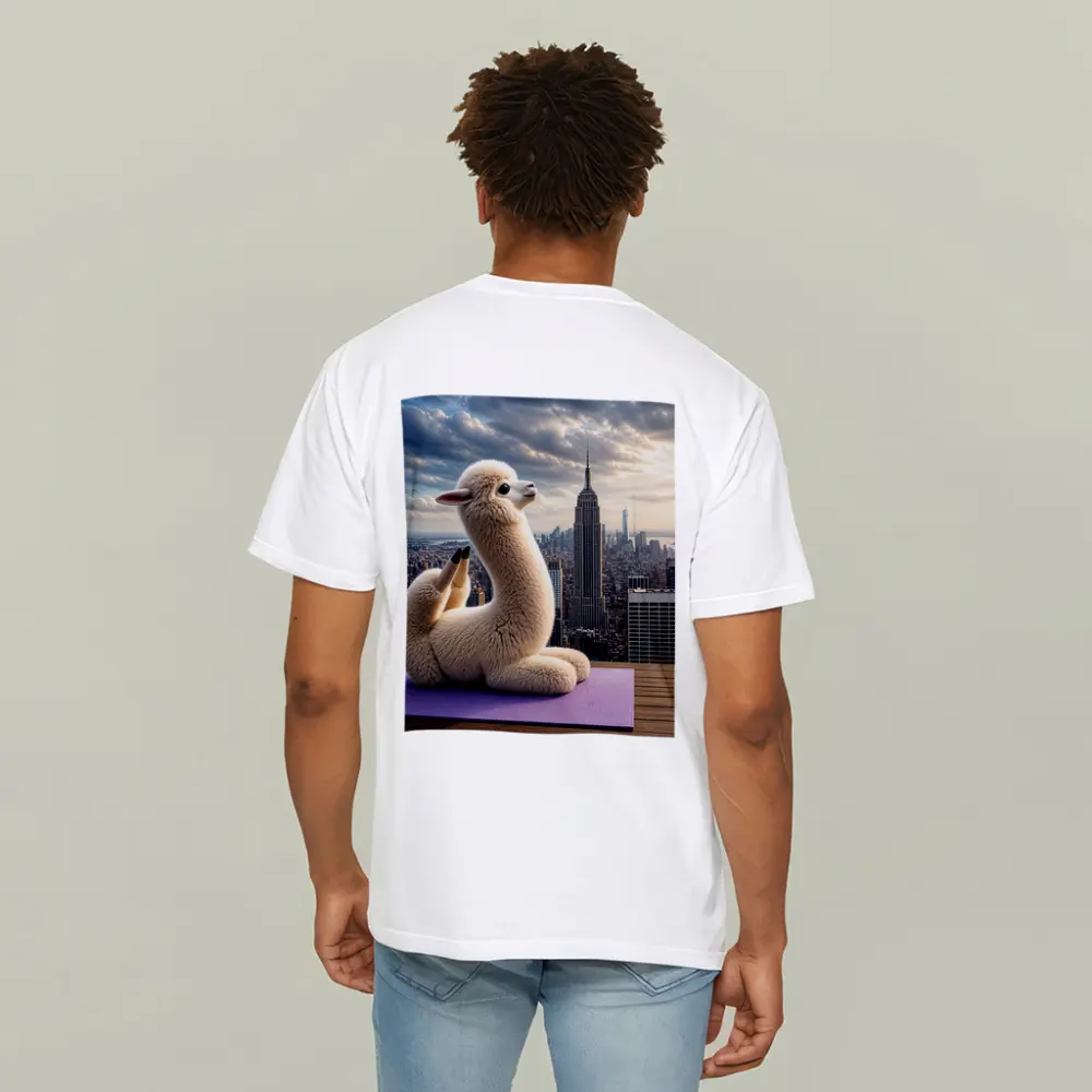 Alpaca Doing Yoga New York Skyline – T-Shirts