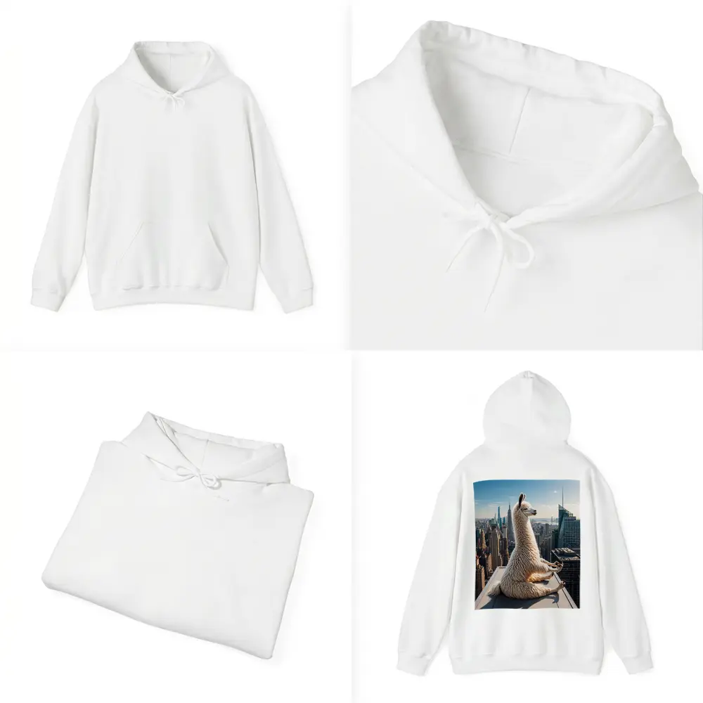 Llama Meditating On New York City Rooftop – Hoodies