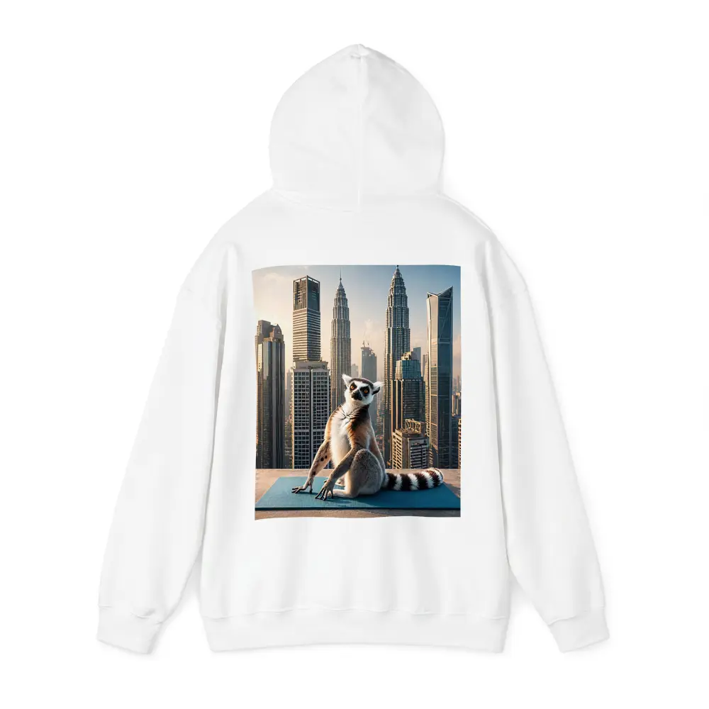 Ring Tailed Lemur Yoga City Skyline – Hoodies