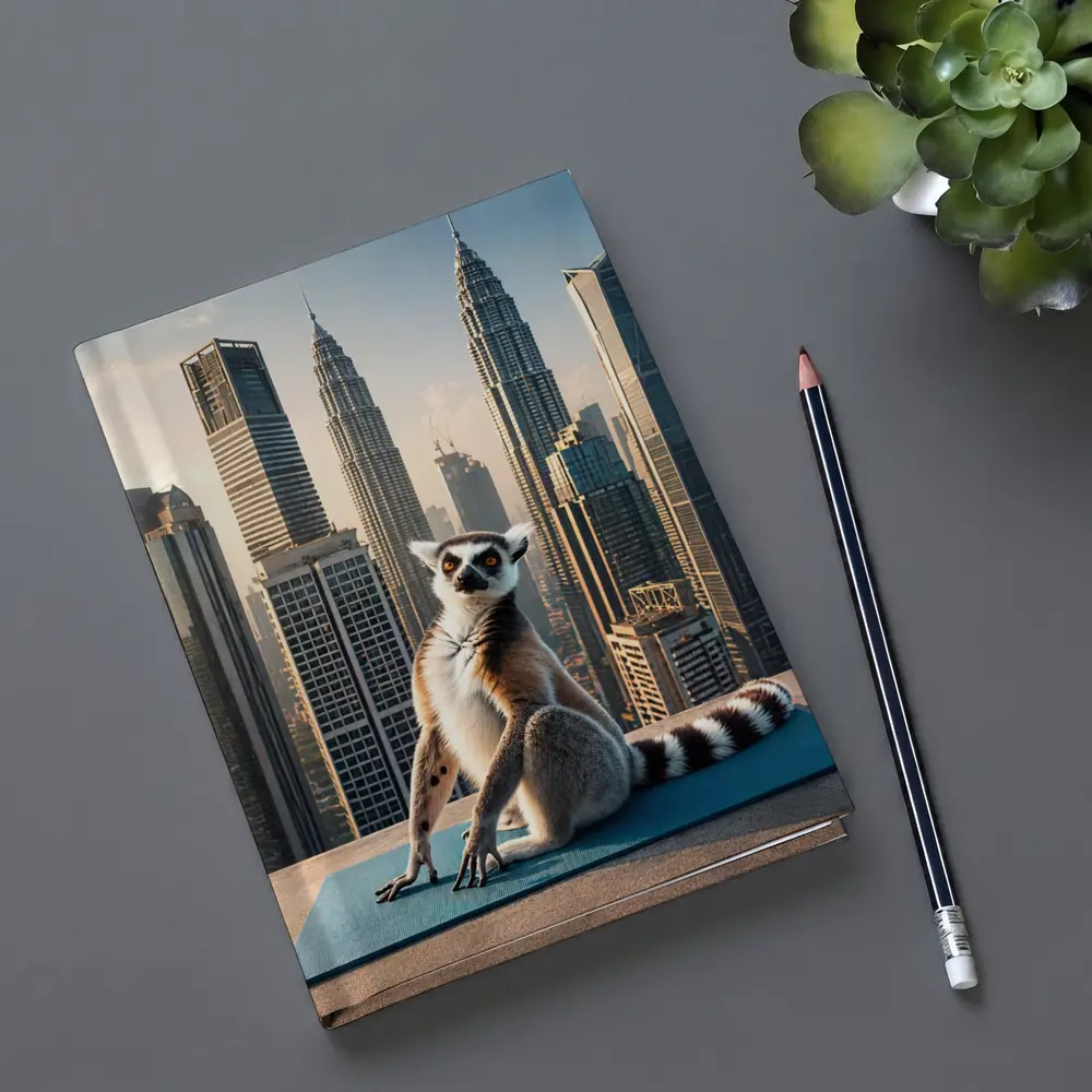 Ring Tailed Lemur Yoga City Skyline – Notebooks