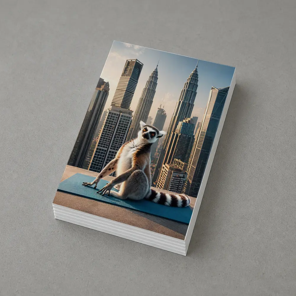 Ring Tailed Lemur Yoga City Skyline – Postcards