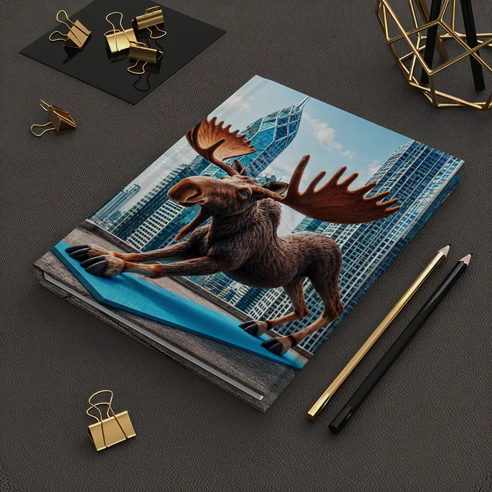 Moose Doing Yoga City Skyscraper Background – Notebooks