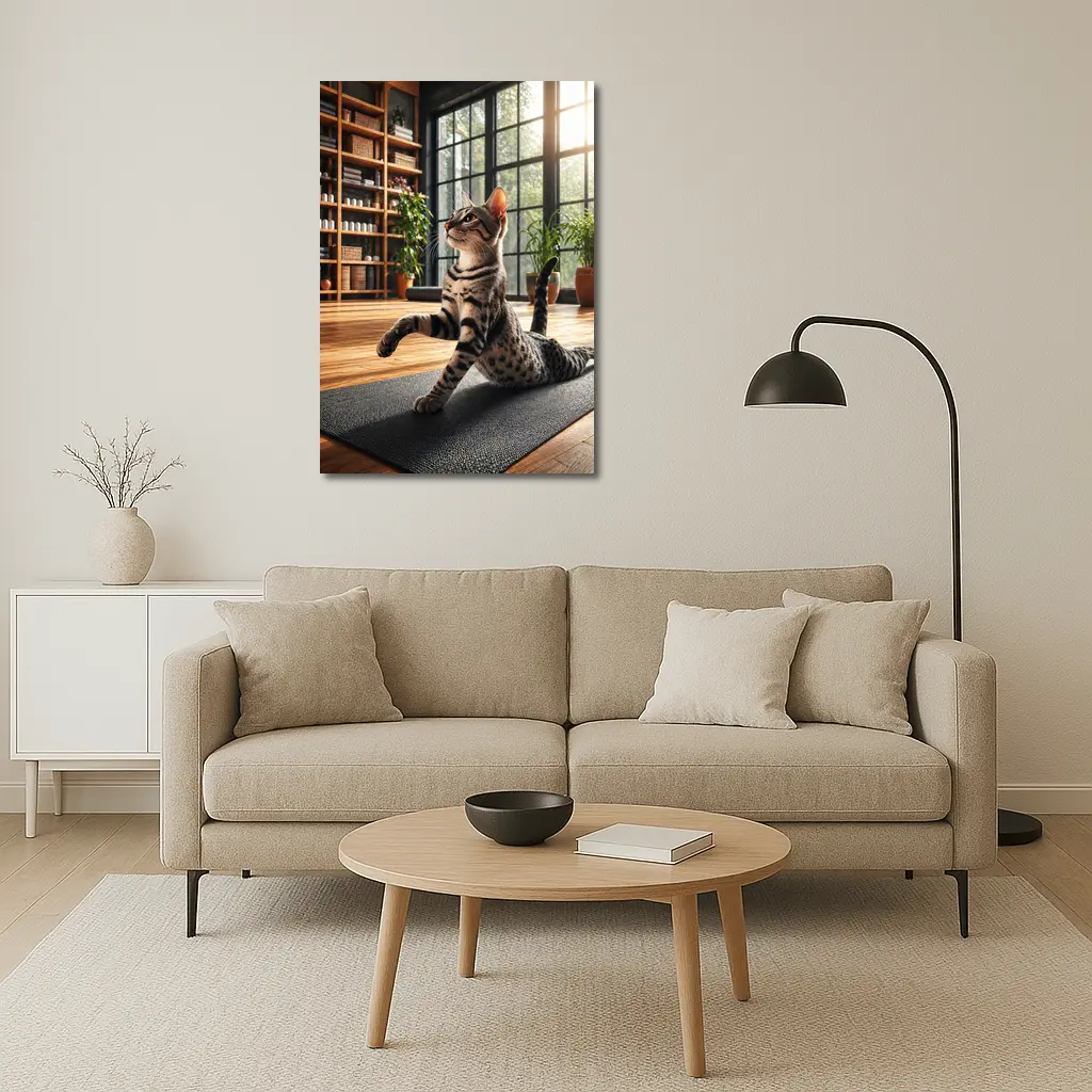 Egyptian Mau Cat Doing Yoga Studio Pose – Wall Art