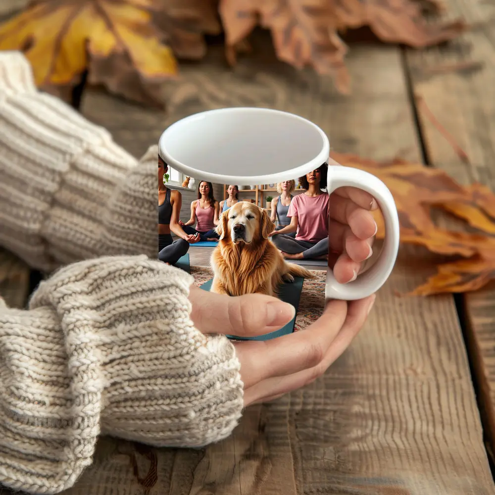 Golden Retriever Relaxing at Yoga Studio – Mugs