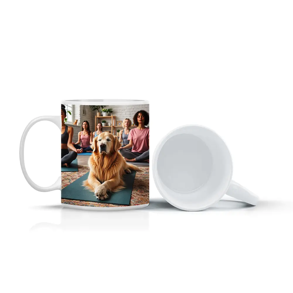 Golden Retriever Relaxing at Yoga Studio – Mugs