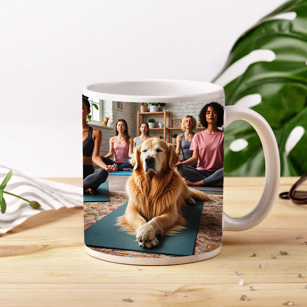 Golden Retriever Relaxing at Yoga Studio – Mugs