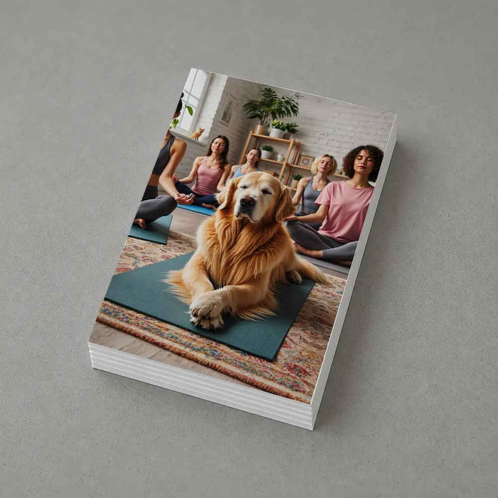 Golden Retriever Relaxing at Yoga Studio – Postcards
