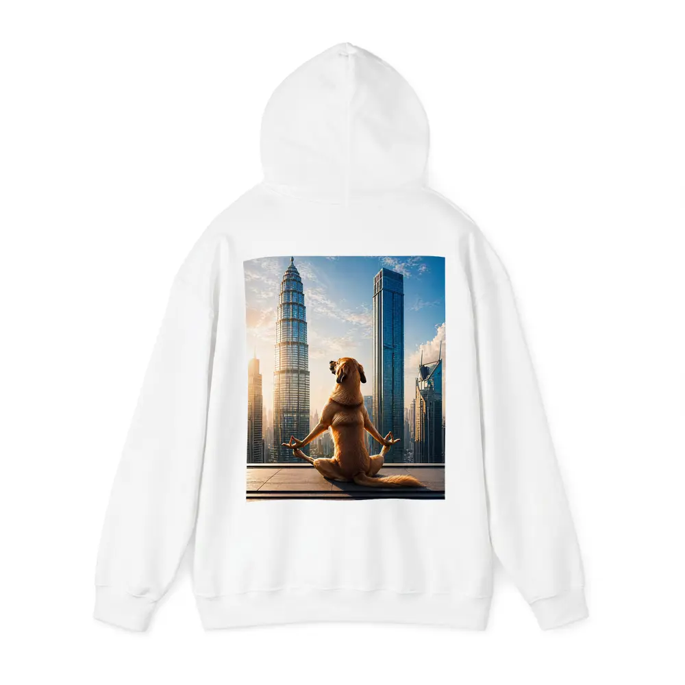 Meditating Dog Yoga City Skyline – Hoodies
