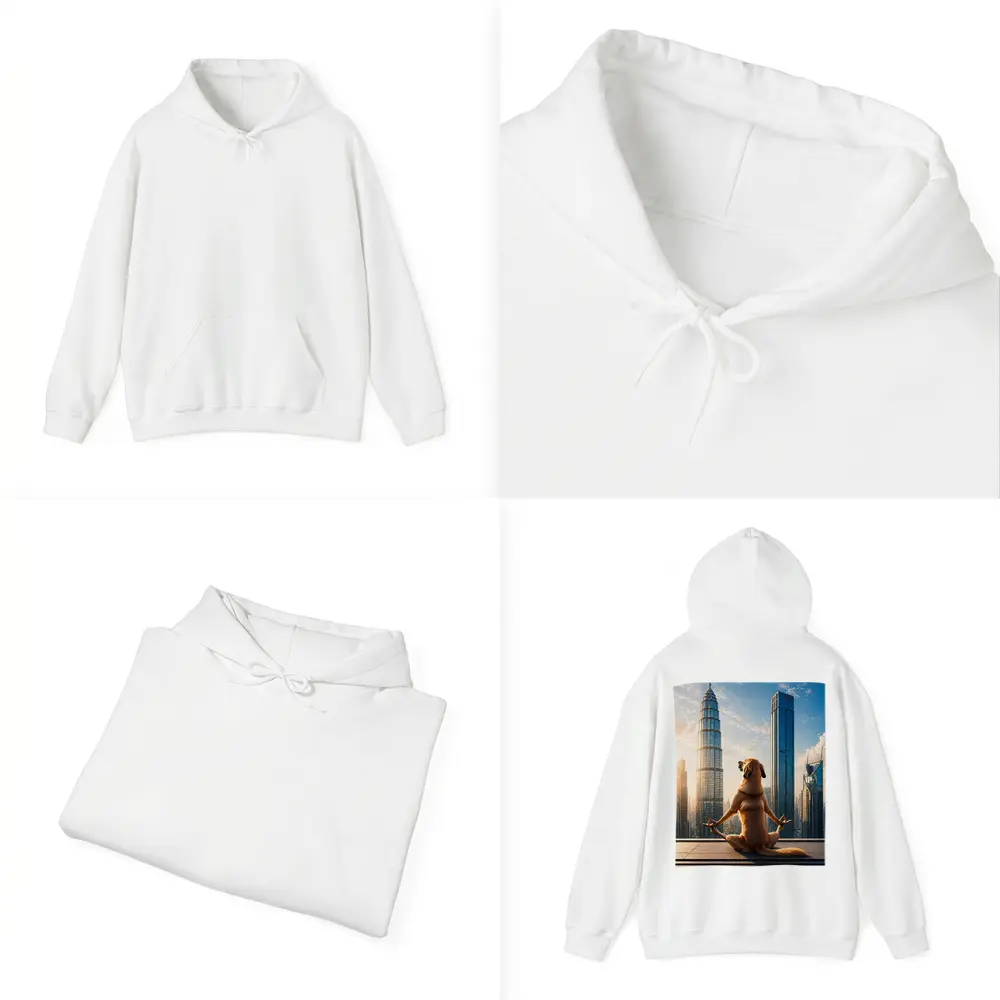 Meditating Dog Yoga City Skyline – Hoodies