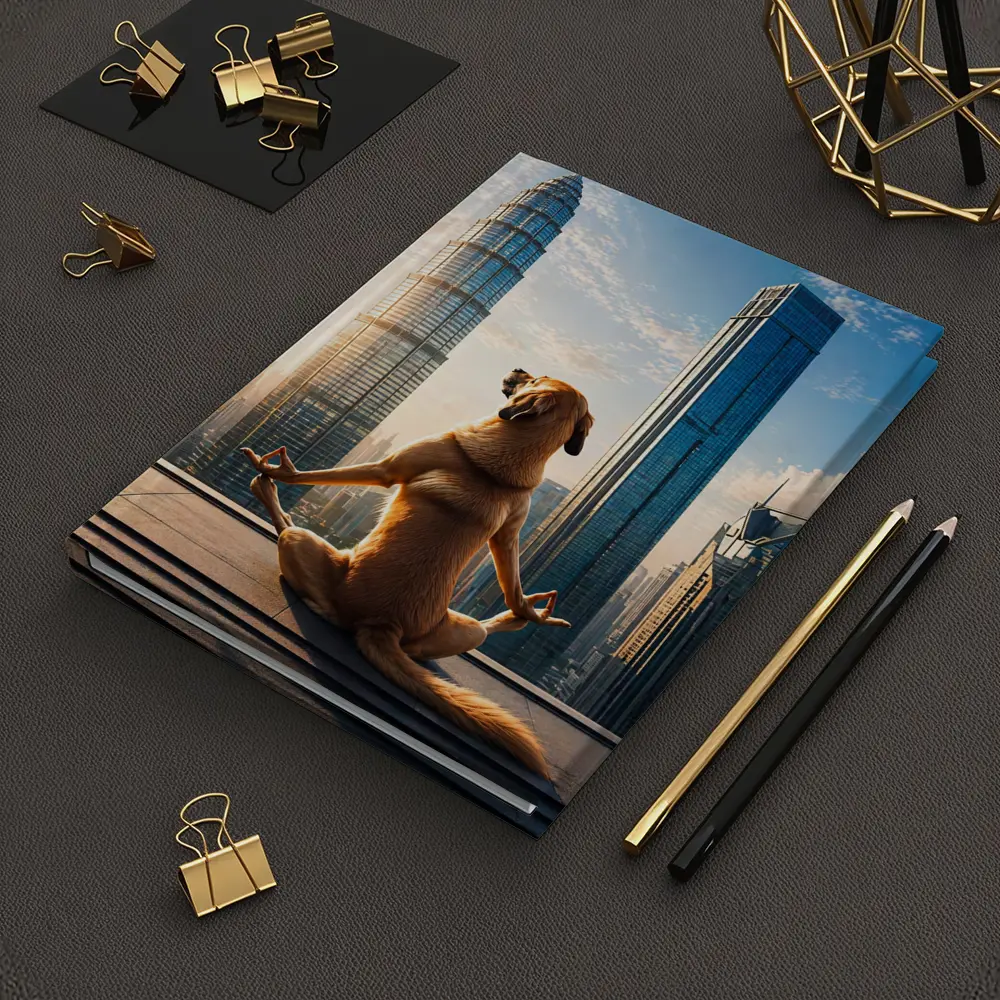 Meditating Dog Yoga City Skyline – Notebooks