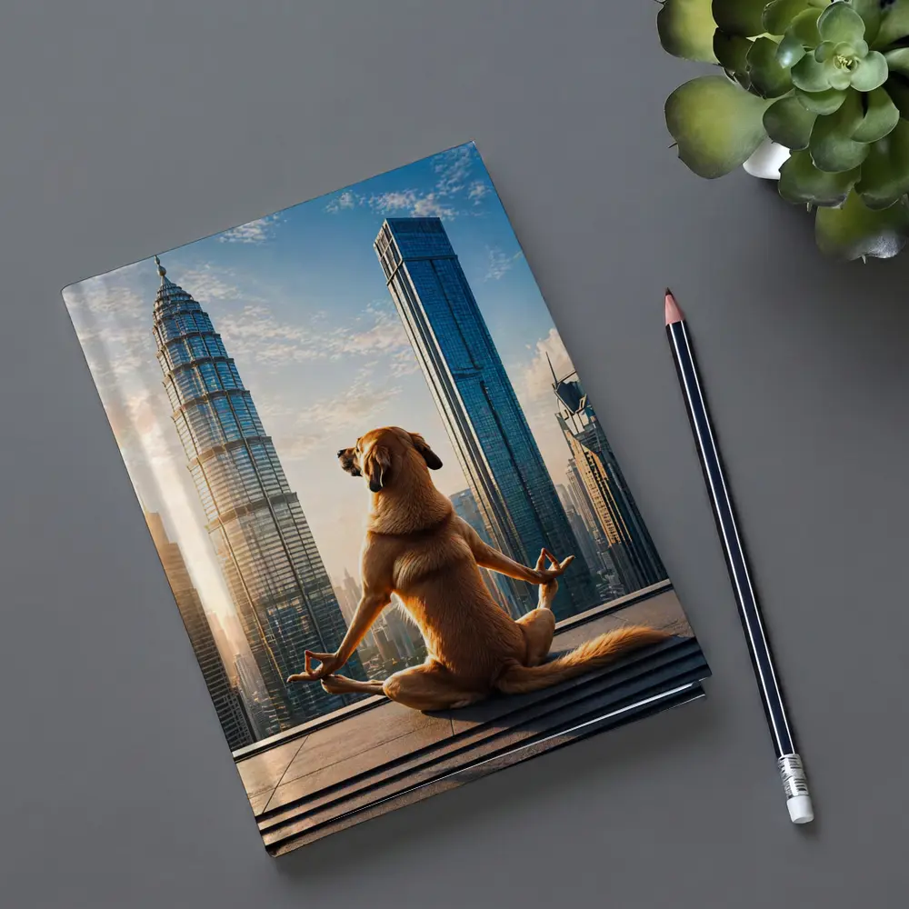 Meditating Dog Yoga City Skyline – Notebooks