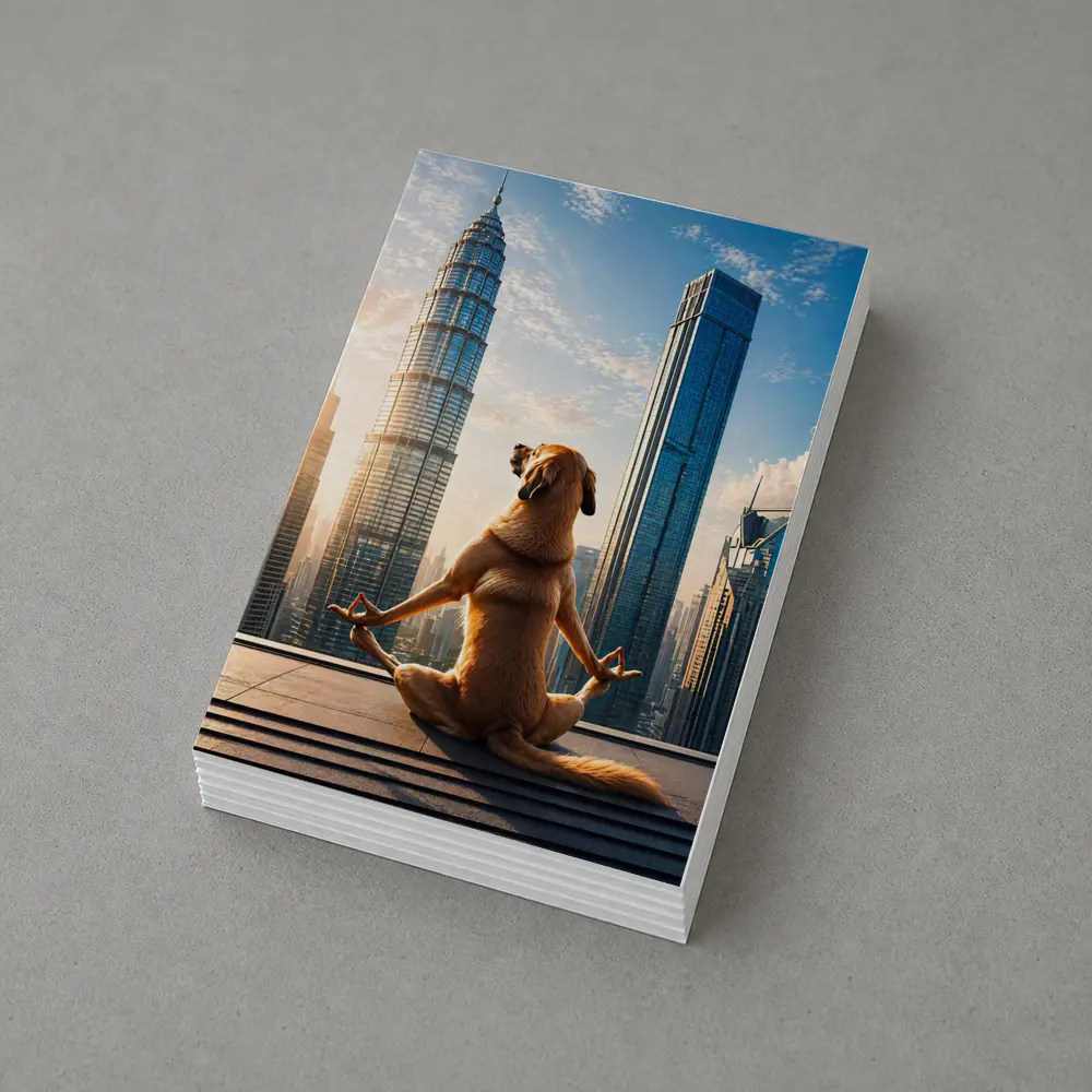 Meditating Dog Yoga City Skyline – Postcards