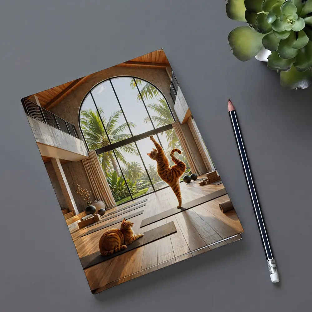 Orange Tabby Cats Practicing Yoga Studio – Notebooks