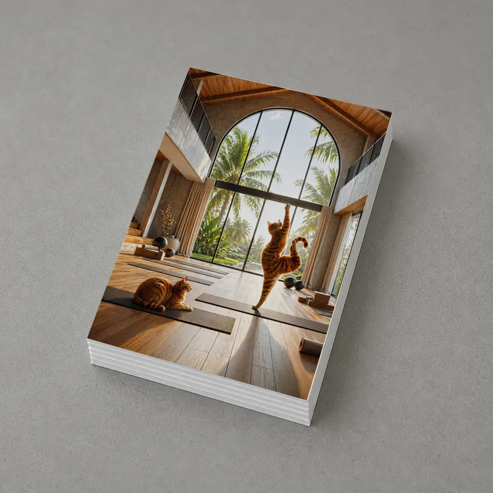 Orange Tabby Cats Practicing Yoga Studio – Postcards