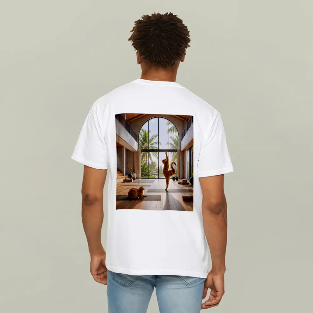 Orange Tabby Cats Practicing Yoga Studio – T-Shirts