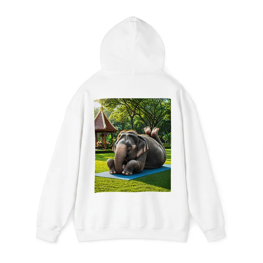 Elephant Doing Yoga On Green Park Mat – Hoodies