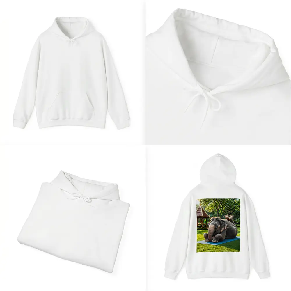 Elephant Doing Yoga On Green Park Mat – Hoodies