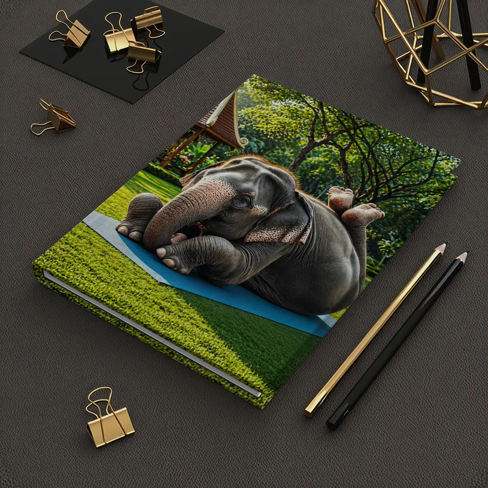 Elephant Doing Yoga On Green Park Mat – Notebooks