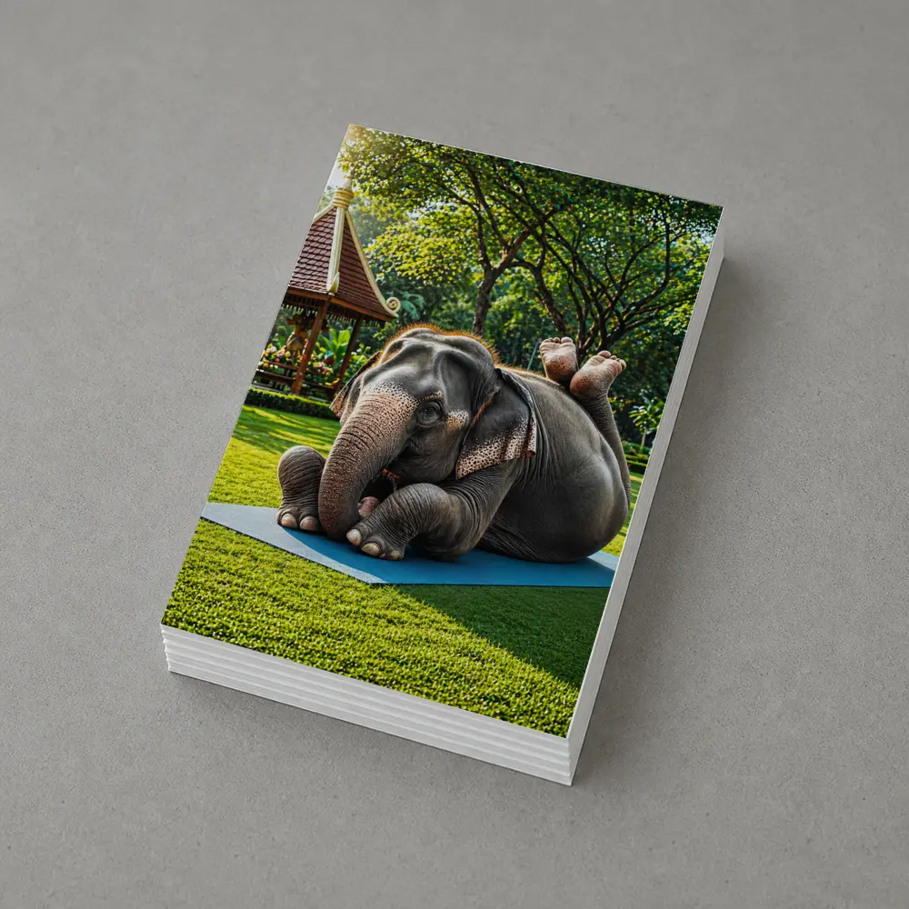 Elephant Doing Yoga On Green Park Mat – Postcards