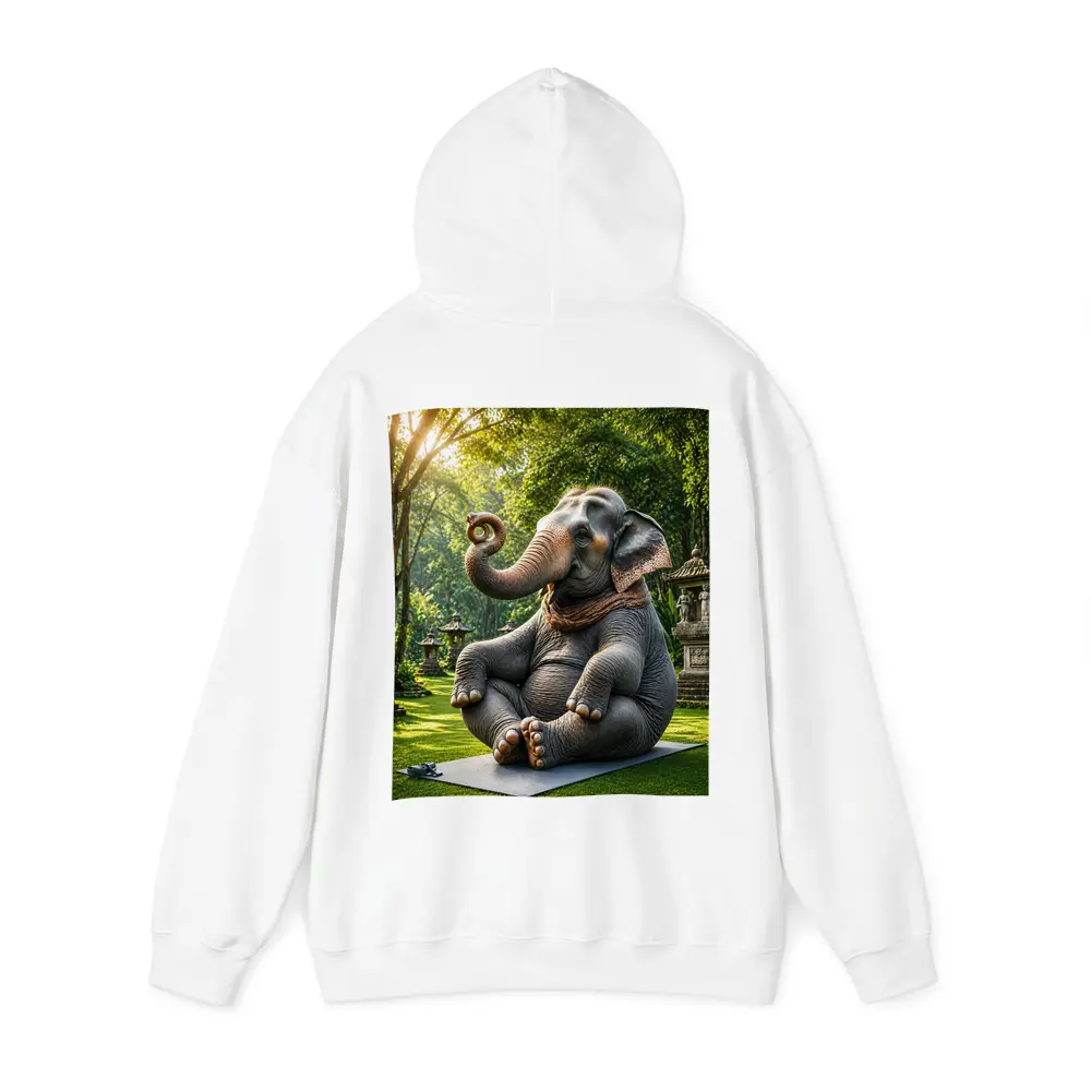 Elephant Doing Yoga In Garden – Hoodies