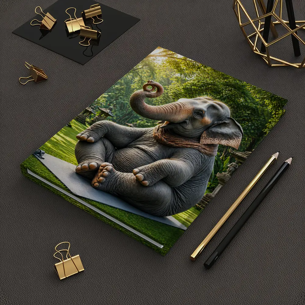 Elephant Doing Yoga In Garden – Notebooks