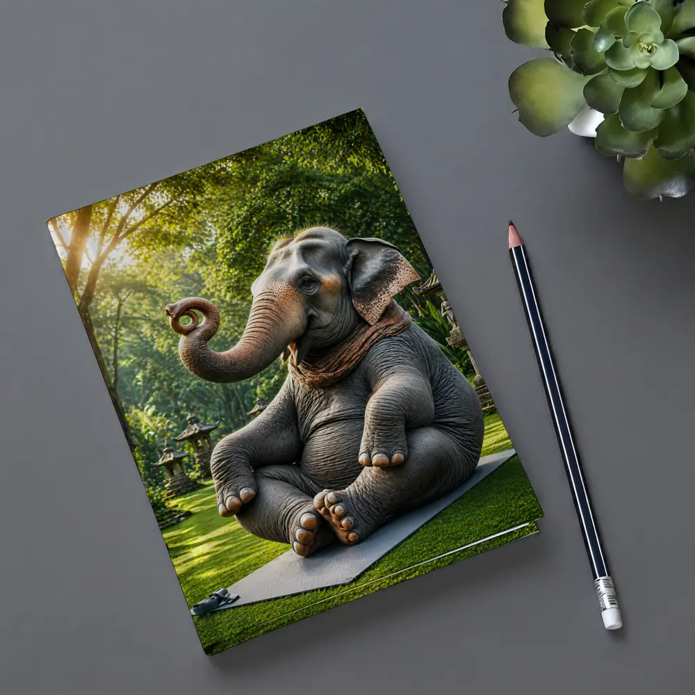 Elephant Doing Yoga In Garden – Notebooks
