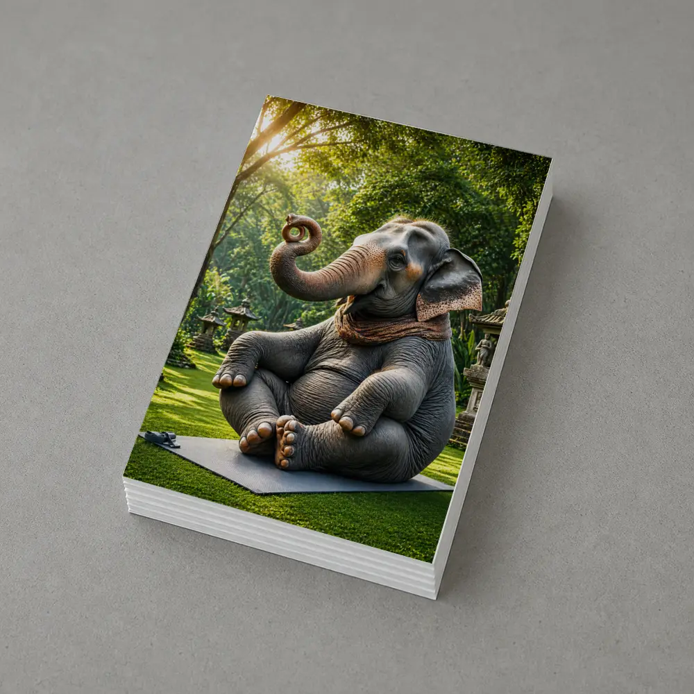 Elephant Doing Yoga In Garden – Postcards