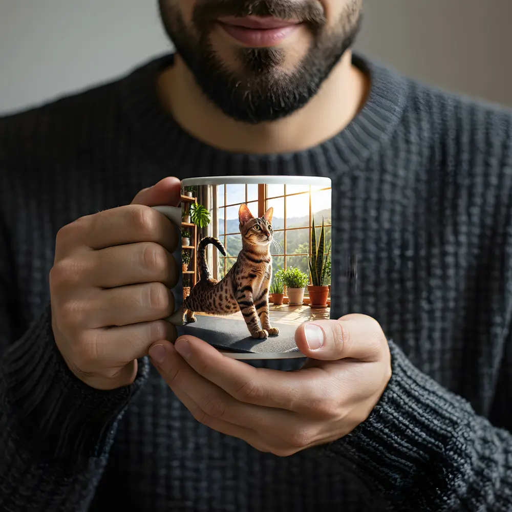 Egyptian Mau Cat on Yoga Mat Indoors – Mugs