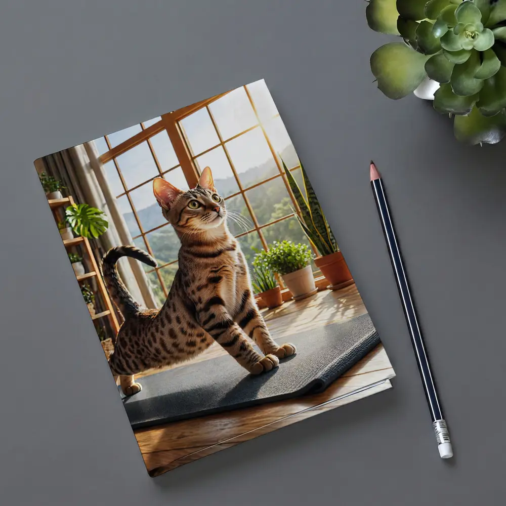 Egyptian Mau Cat on Yoga Mat Indoors – Notebooks