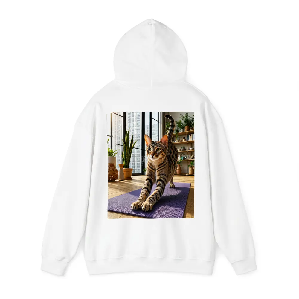Egyptian Mau Cat Stretching on Yoga Mat – Hoodies