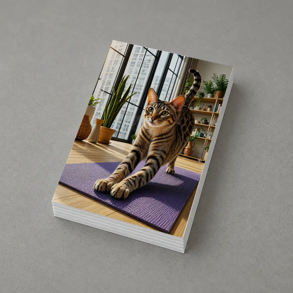 Egyptian Mau Cat Stretching on Yoga Mat – Postcards