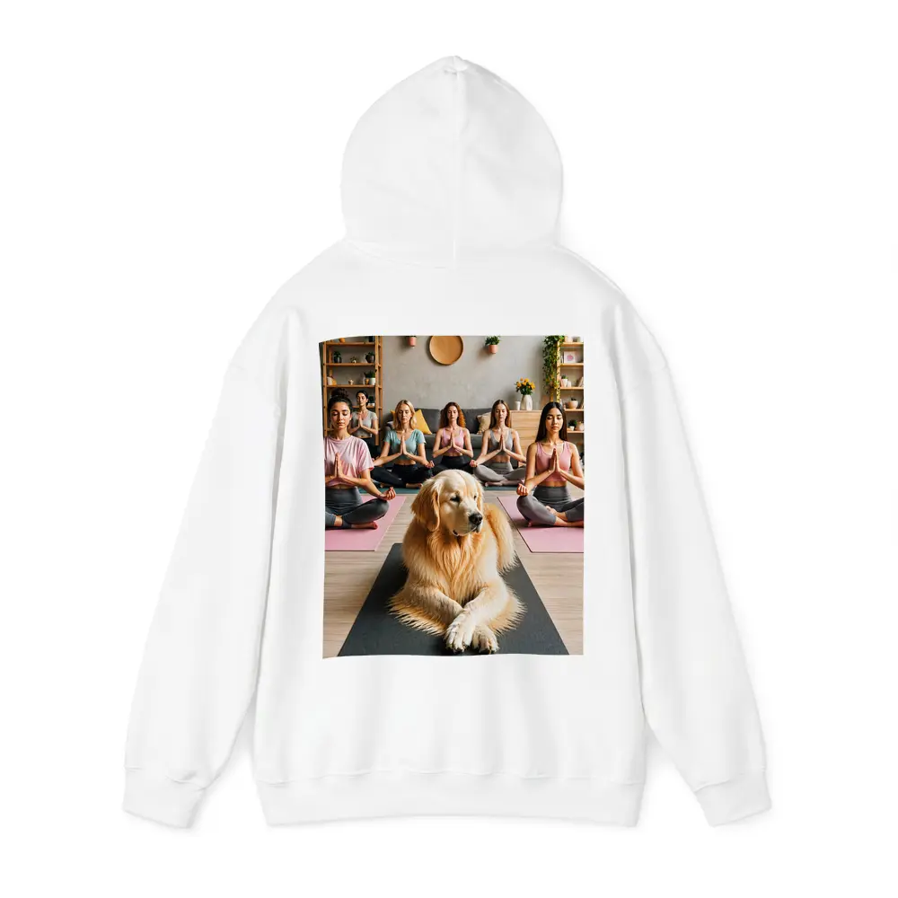 Golden Retriever Meditating With Women Yoga Studio – Hoodies