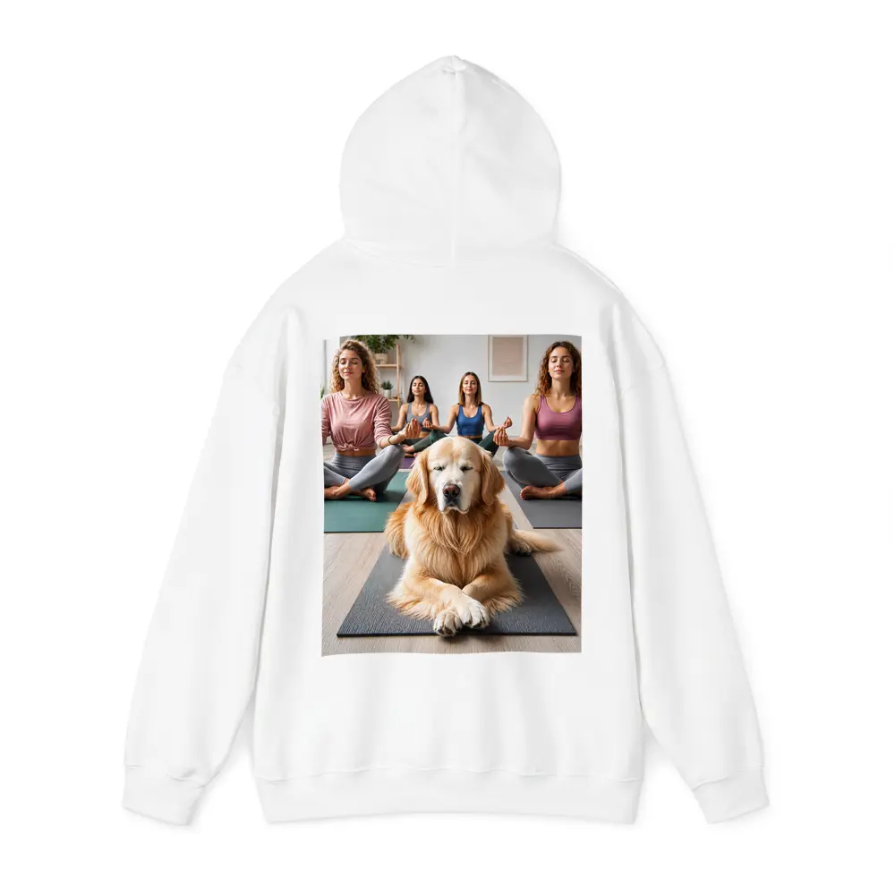 Golden Retriever Meditating With Women Yoga Studio – Hoodies