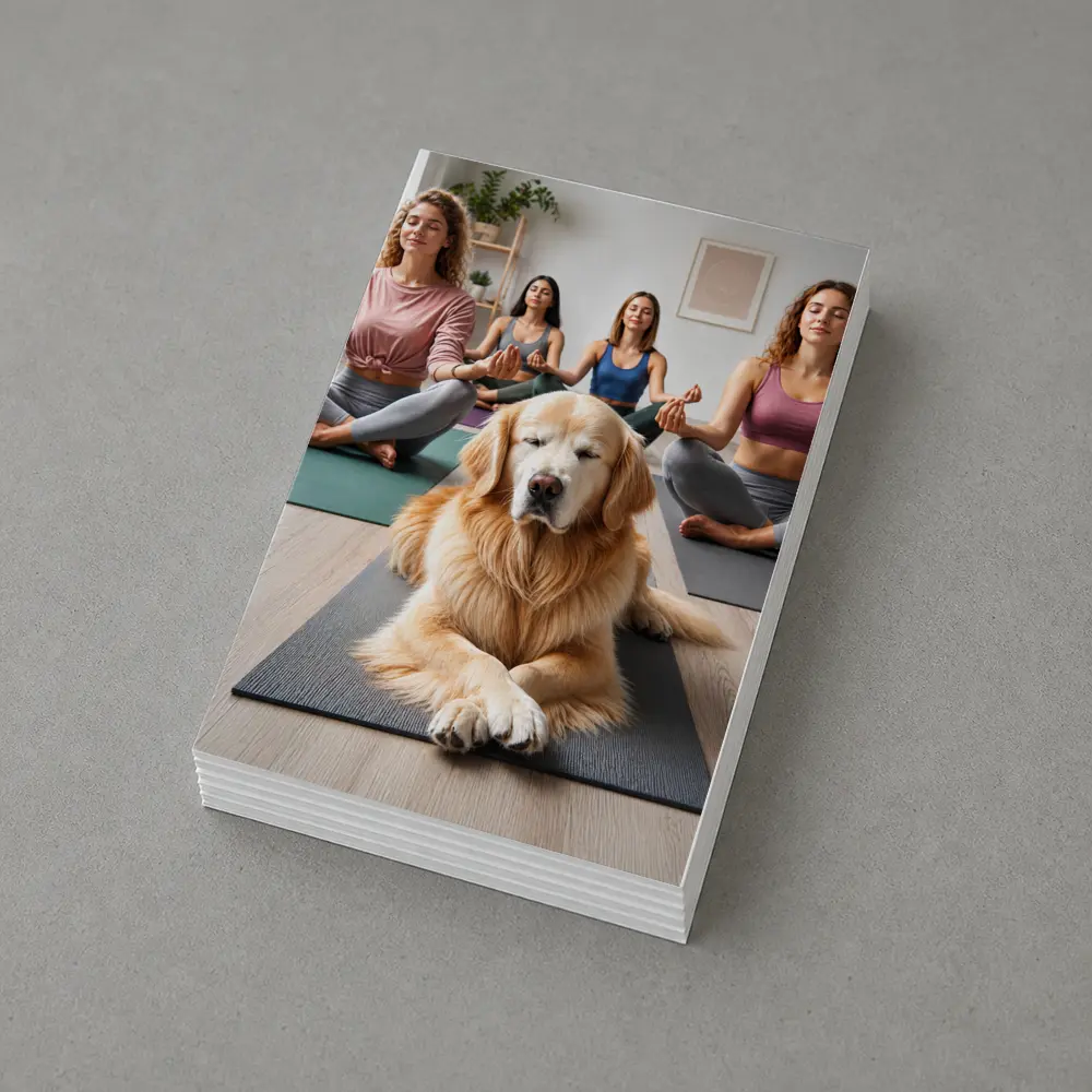 Golden Retriever Meditating With Women Yoga Studio – Postcards
