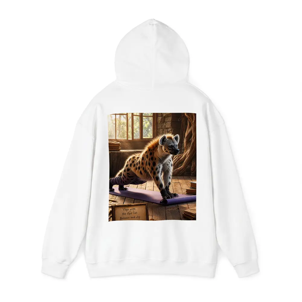 Hyena Doing Yoga on Purple Mat – Hoodies
