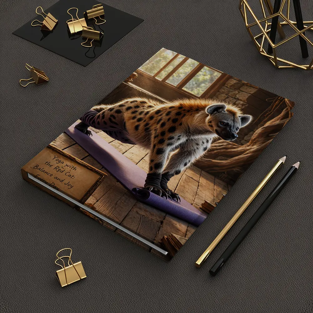 Hyena Doing Yoga on Purple Mat – Notebooks