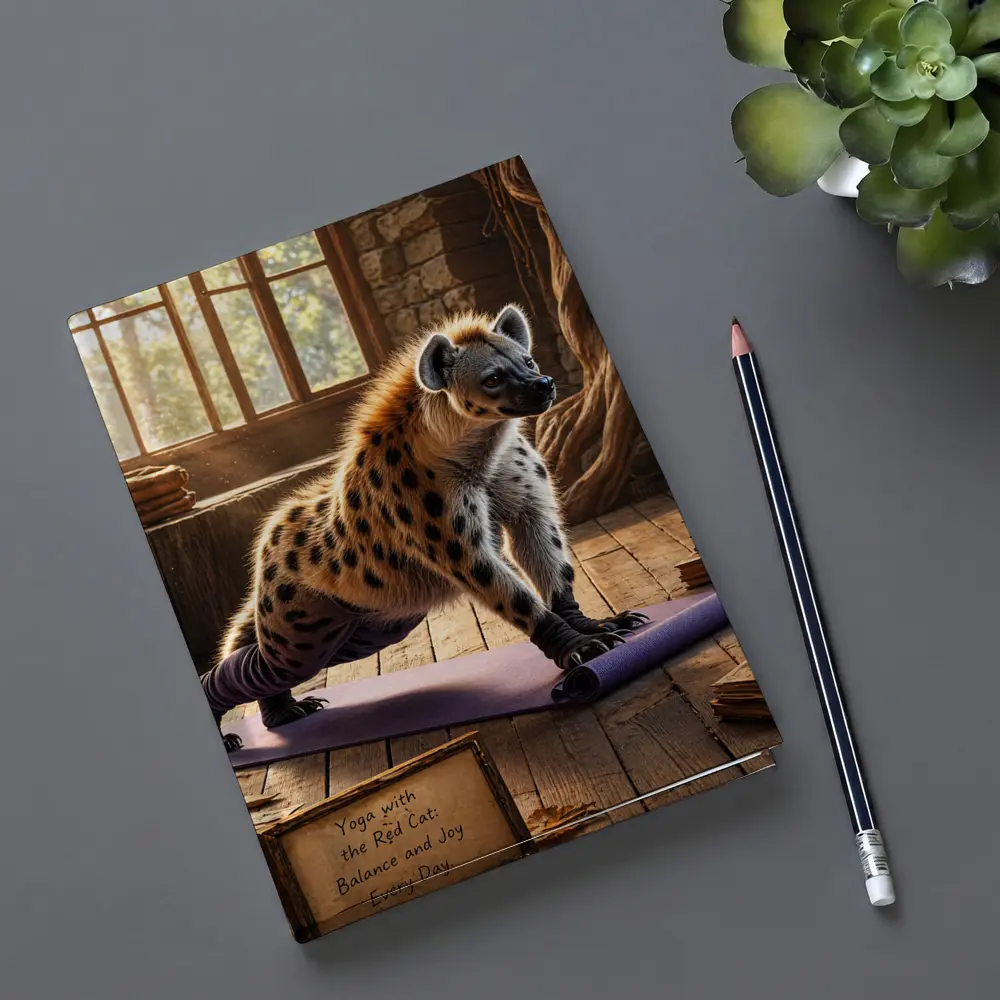 Hyena Doing Yoga on Purple Mat – Notebooks