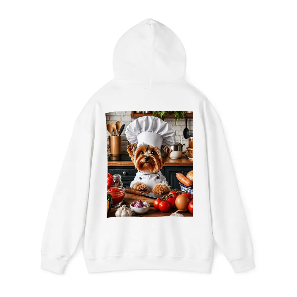 Yorkshire Terrier Chef Cooking in Kitchen – Hoodies