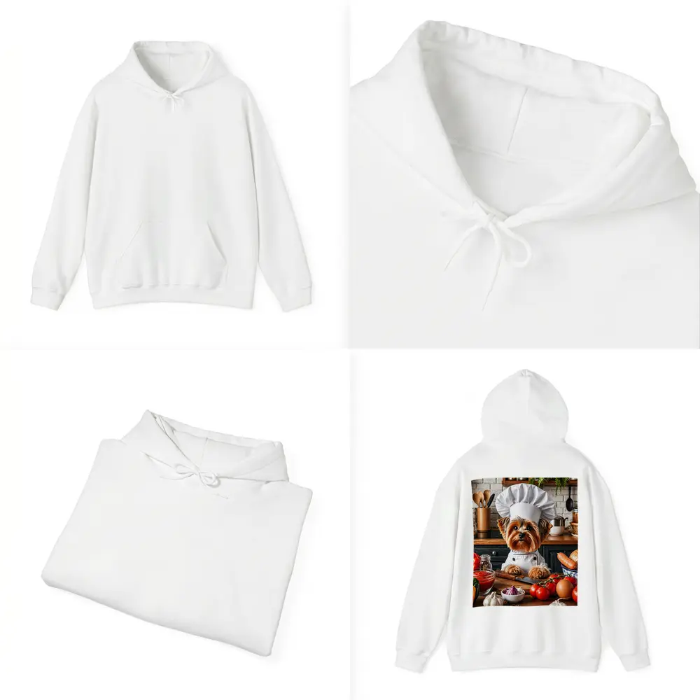 Yorkshire Terrier Chef Cooking in Kitchen – Hoodies