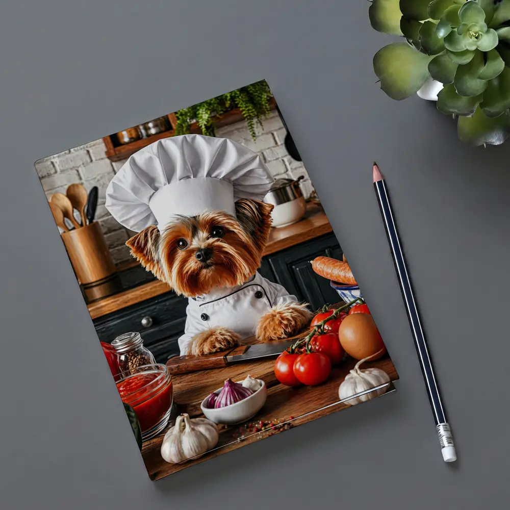 Yorkshire Terrier Chef Cooking in Kitchen – Notebooks