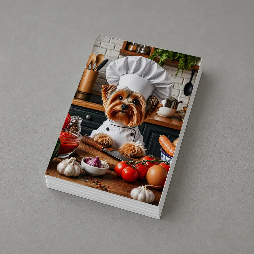 Yorkshire Terrier Chef Cooking in Kitchen – Postcards