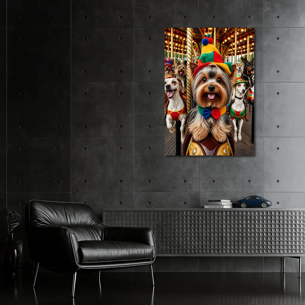 Yorkshire Terrier Dogs Dressed Carnival Carousel – Wall Art