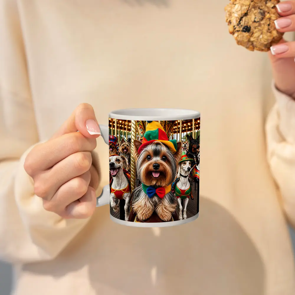 Yorkshire Terrier Dogs Dressed Carnival Carousel – Mugs