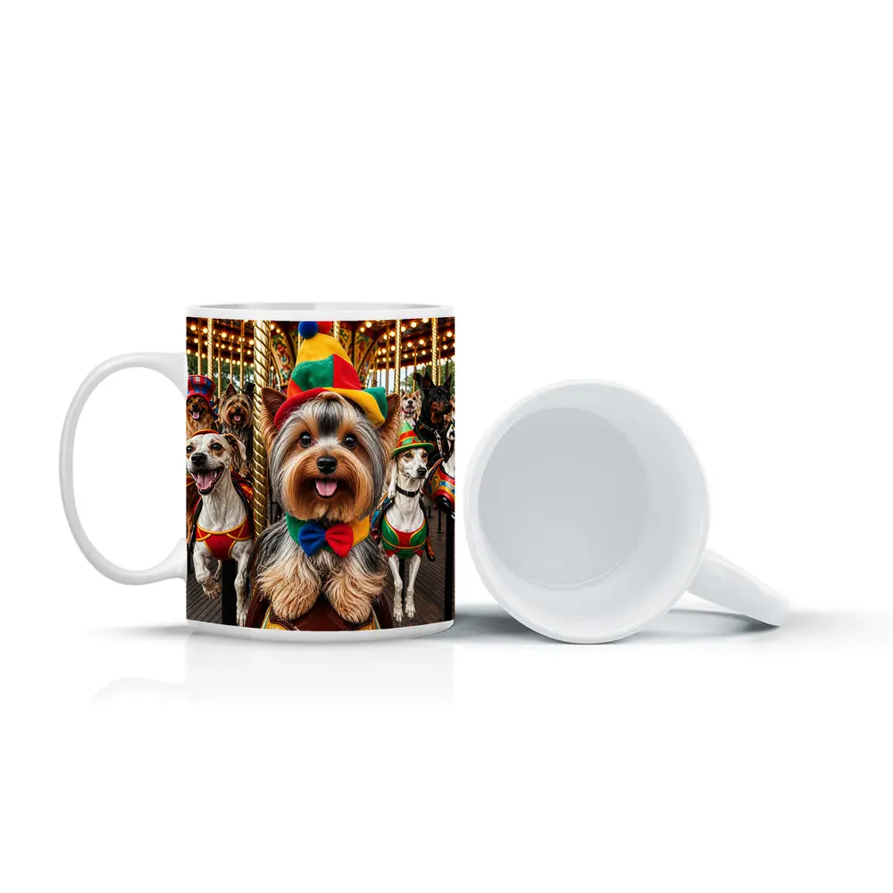 Yorkshire Terrier Dogs Dressed Carnival Carousel – Mugs