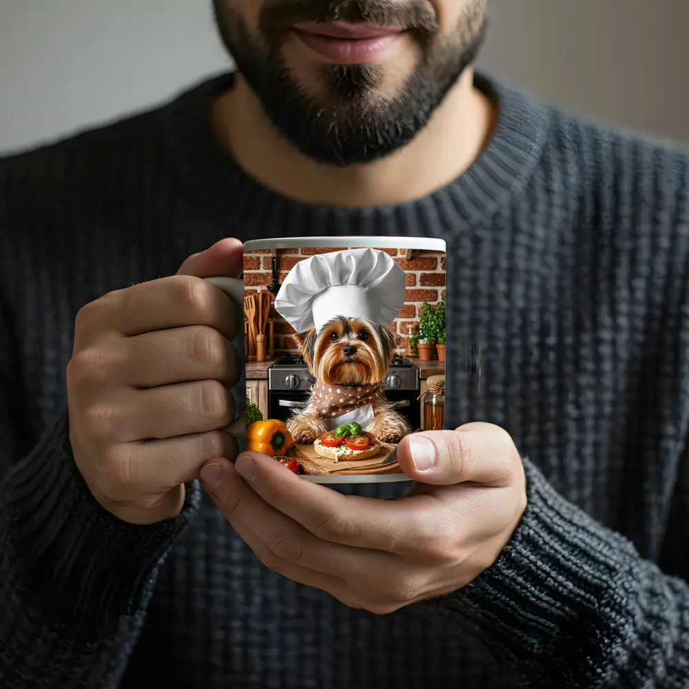 Yorkshire Terrier Chef Cooking In Kitchen – Mugs