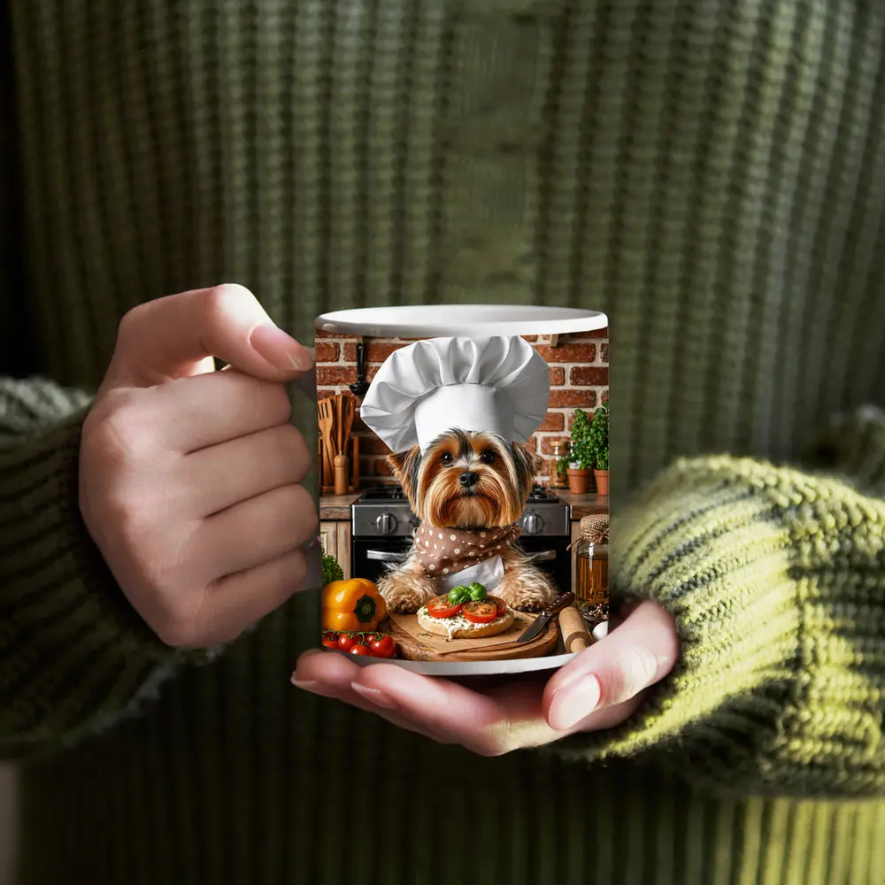 Yorkshire Terrier Chef Cooking In Kitchen – Mugs