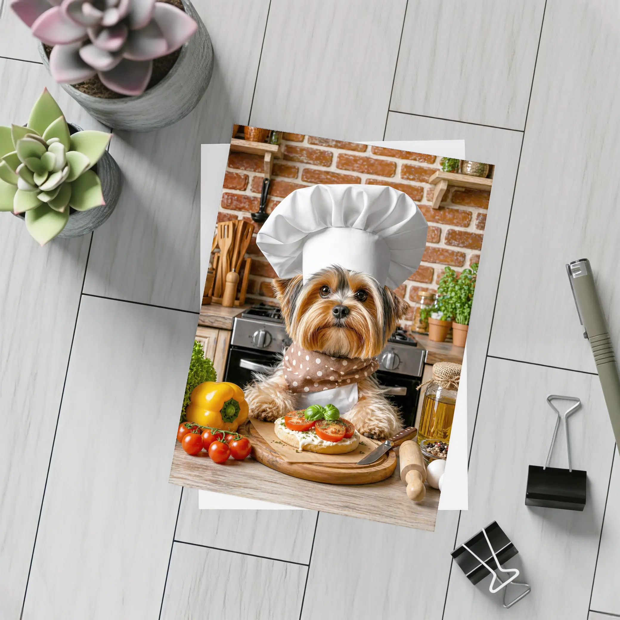 Yorkshire Terrier Chef Cooking In Kitchen – Postcards