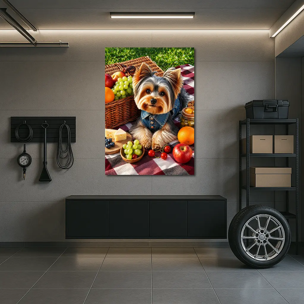 Yorkshire Terrier Picnic Blanket Fruits Cheese – Wall Art