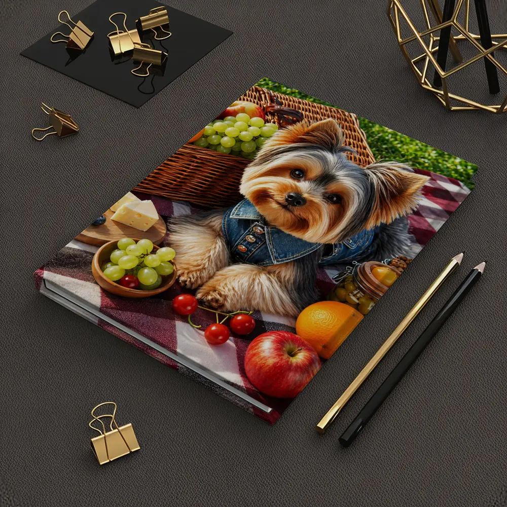Yorkshire Terrier Picnic Blanket Fruits Cheese – Notebooks