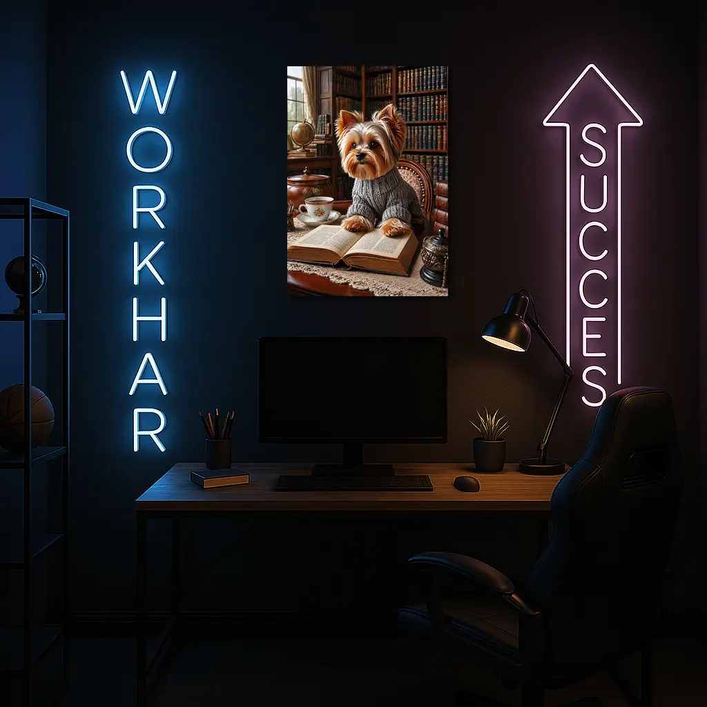 Yorkshire Terrier Reading Book Cozy Library – Wall Art